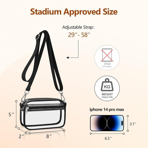 Clear Bag for Stadium Events Clear Purse with Removable Strap Transparent Bag fo - Picture 4 of 6